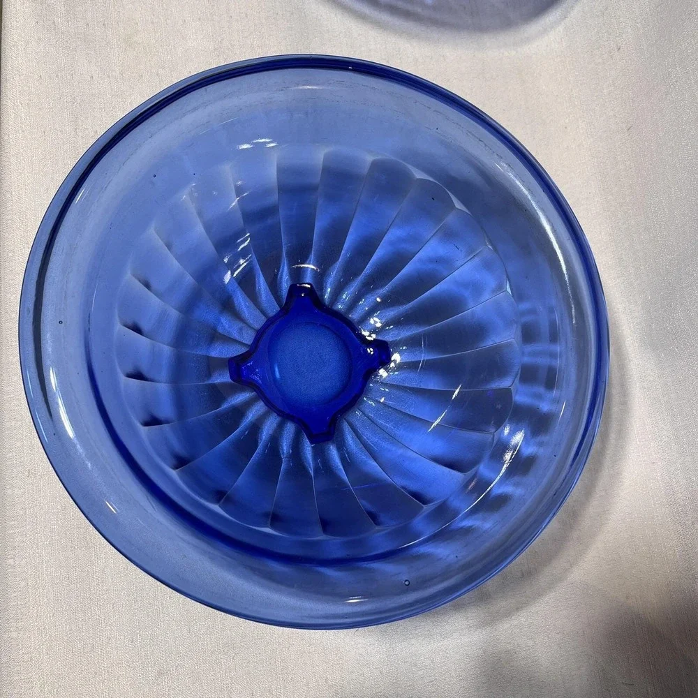 VTG Nest Of 4 Hazel Atlas PILLAR OPTIC Cobalt Blue Mixing Bowl Set